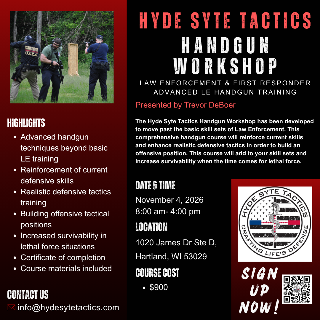 Handgun Workshop for Law Enforcement flyer